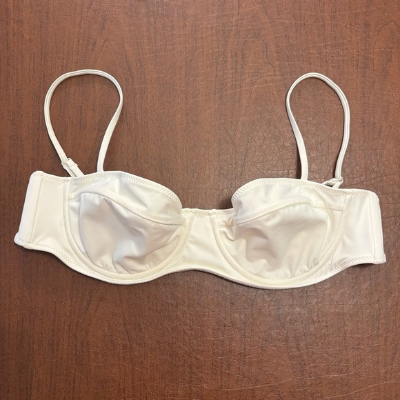 Reformation Cali Bikini Swimsuit Top White Unpadded Size XL - Picture 2 of 6